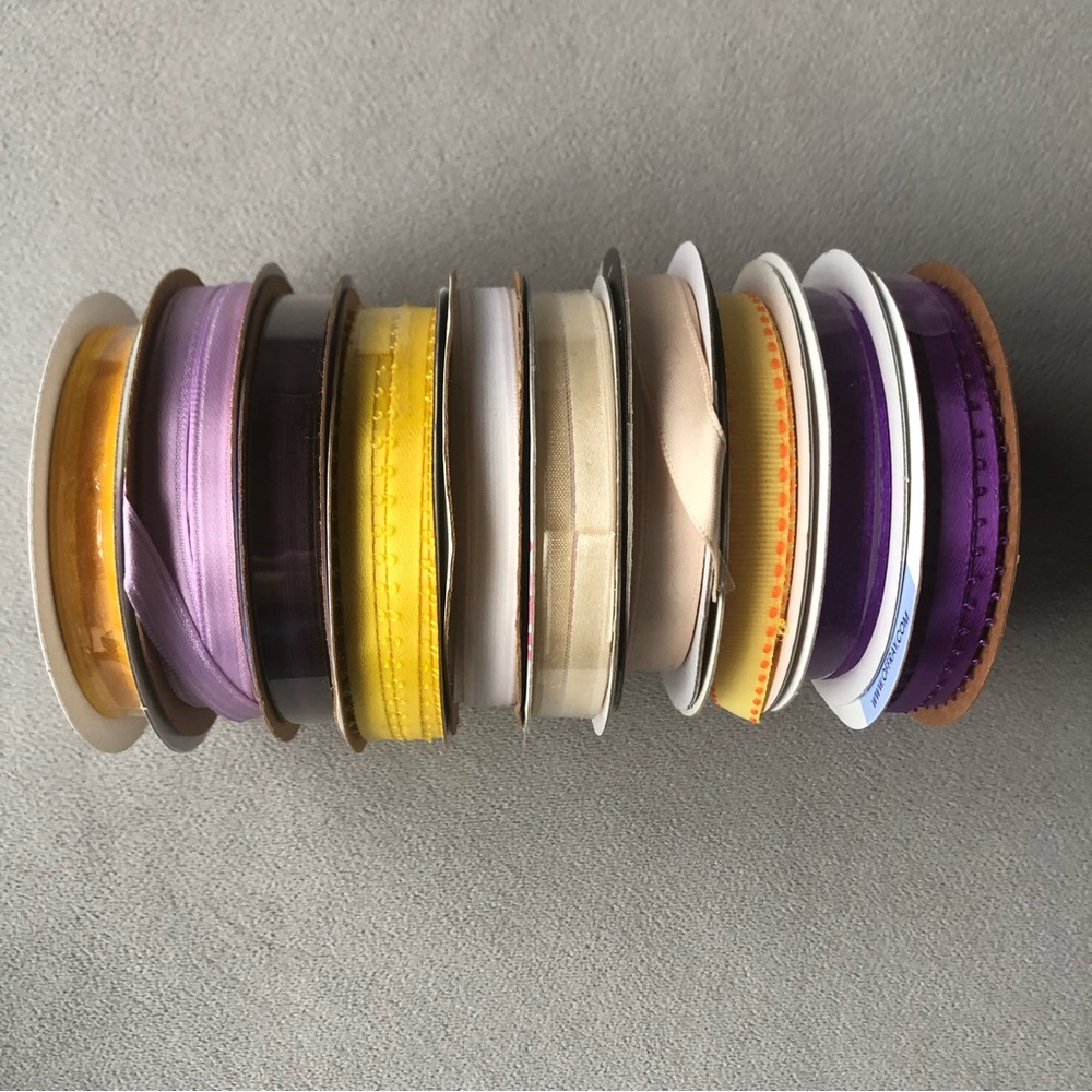 10 Rolls of Ribbon ~ Bright Yellows Purples and More!